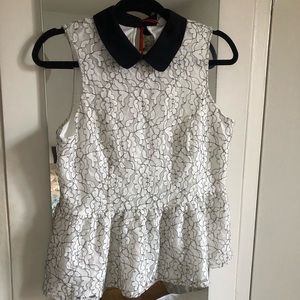 lace peplum top w Peter Pan collar NWT, medium
